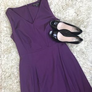 Brooks Brothers Purple V-Neck Pleated Dress